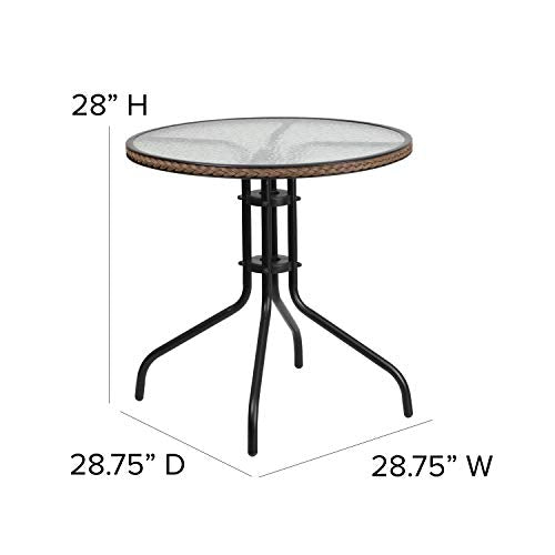Flash Furniture Clear/Dark Brown / Table + 4 Chair / Round Table + 4 Chairs Table & Chair Sets