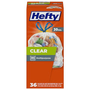 Hefty 36 Count (Pack of 1) / Clear / 30.0 gallons Trash Bags
