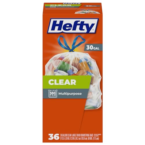 Hefty 36 Count (Pack of 1) / Clear / 30.0 gallons Trash Bags