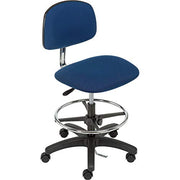 ESD Stool - Fabric by Global Industrial – 16"W x 18"D x 13-1/2"H, Textile, Blue, Model ESD-FMBCH-RG-CF-HC-ESDBLU