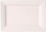 Tuxton China BEH-0803 Plate, 8" x 5-1/2" x 1" H, Rectangular, Wide Rim, Microwave and Dishwasher Safe, Oven Proof, Fully Vitrified, Ceramic, DuraTux, American White/Eggshell, Pack of 12