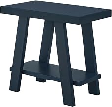 Furnifact Navy Blue, Side Table, Manufactured Wood Construction, Open Shelf, Durable Home Design, Warm Stylish Finish, Quality Build for Home