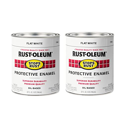 Rust-Oleum Flat White / 32 Fl Oz (Pack of 2) / Brush on Paint Interior & Exterior House Paint