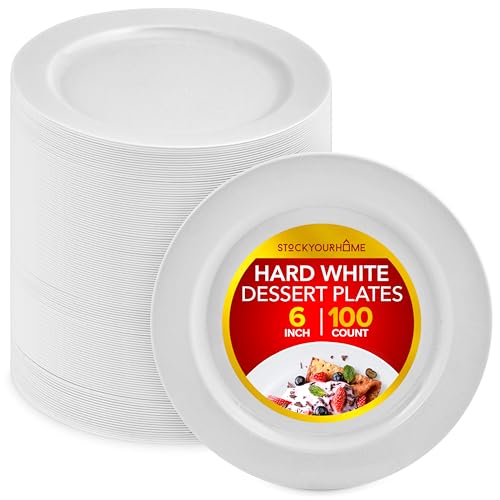 Stock Your Home 100 / White / 4 Pack Pack of 25 Plates