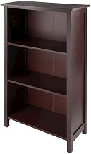 Furnifact Solid and Composite Wood 4-Tier Bookcase with Open Shelves, Storage Shelves Shelf Organizer for Home Office or Living Room, Walnut