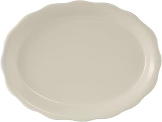 Tuxton China TSC-013 Platter, 11-5/8" x 8-3/4", Oval, Scalloped Edge, Microwave and Dishwasher Safe, Oven Proof, Fully Vitrified, Ceramic, Shell, American White/Eggshell, Pack of 12