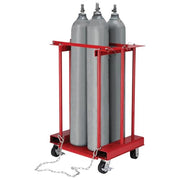 Mobile Forkliftable Cylinder Storage Caddy with by Global Industrial – 34 inches (W) x 46 inches (H) x 23 inches (D), Alloy Steel, Red, Model 270217C