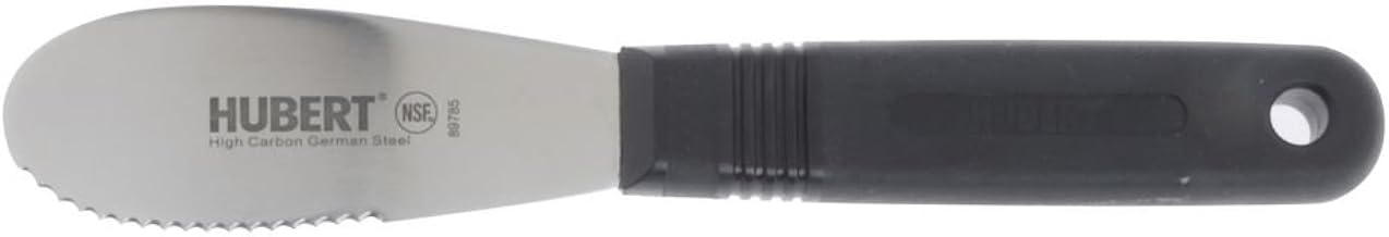 HUBERT Serrated Sandwich Spreader Stainless Steel with Black Santoprene Soft Grip Handle - 3 1/4" L Blade