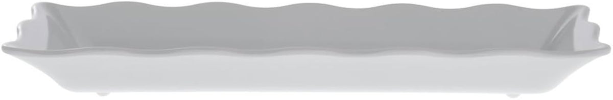 Serving Bowl White with Ruffled Edge Trim Melamine - 17"L x 6 1/2"W x 2"H