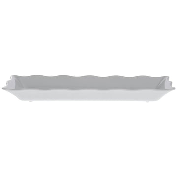 Serving Bowl White with Ruffled Edge Trim Melamine - 17"L x 6 1/2"W x 2"H by HUBERT – Large, Melamine, White, Model H0068-WHITE