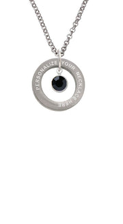 Crystal Black Channel Drop Custom Engraved Affirmation Ring Necklace by Delight Jewelry – Crystal, black, Model 1703-NAF-F1592-C6506-F2409-CUSTOM