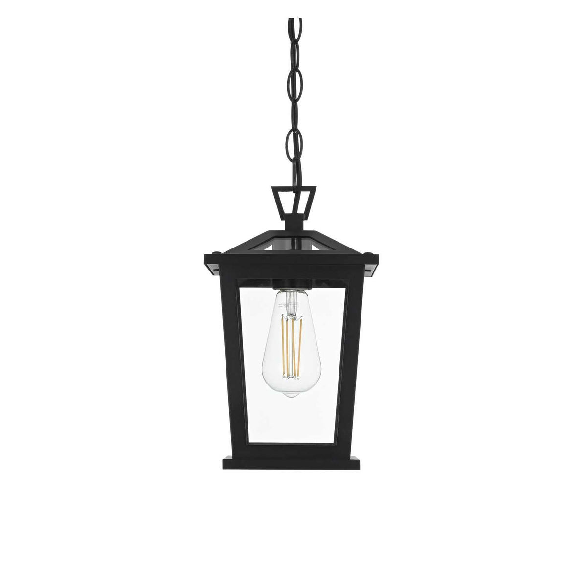 Cayman One Light Outdoor Pendant Black by Lighting Design – Iron, Black, Model OD332H12BK