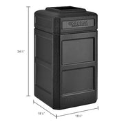 42 Gallon Square Waste Receptacle W/Flat Lid by Global Industrial – 42 Gallon, Plastic, Black, Model 42GSWR