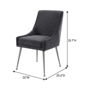 Velvet-Upholstered Side Chair with Silver Legs by Starlight Canyon Home – Velvet, Grey
