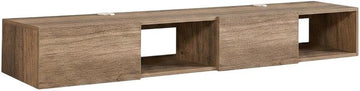 Furnifact Walnut Floating TV Stand Wall Mounted for 75 Inch TVs, Modern Design, Durable Material, Seamless Storage Solution, Easy Installation