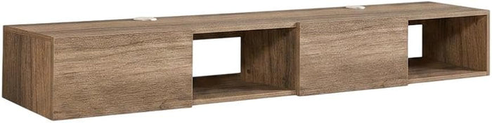 Furnifact Walnut Floating TV Stand Wall Mounted for 75 Inch TVs, Modern Design, Durable Material, Seamless Storage Solution, Easy Installation