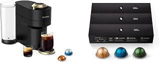 Nespresso Limited-Edition Vertuo Pop+ Coffee and Espresso Maker by Breville, Matte Black Gold Capsules, Vertuo Line