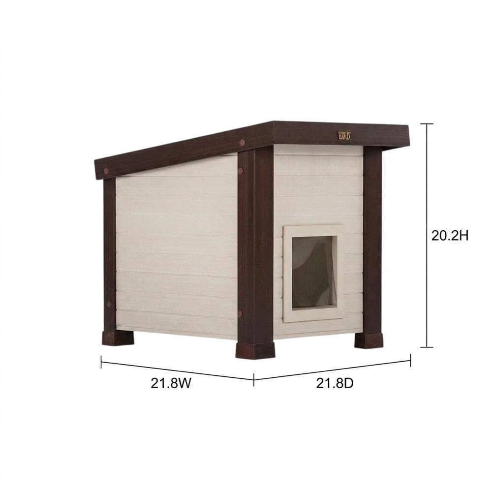 Durable Engineered Wood Composite Outdoor Cat Shelter in Maple with Rainproof Design by Bison Pets – Engineered Wood Composite, Maple