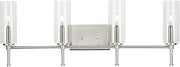 Elara Collection 31.65 in. 4-Light Brushed Nickel New Traditional Vanity Light Clear Glass