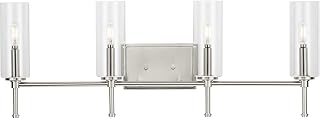 Elara Collection 31.65 in. 4-Light Brushed Nickel New Traditional Vanity Light Clear Glass