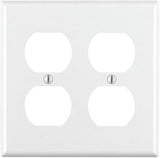 Leviton 2-Gang Duplex Device Receptacle Wallplate, Standard Size, Thermoset, Device Mount, 88016, White