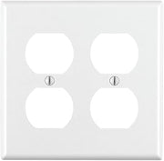 Leviton 2-Gang Duplex Device Receptacle Wallplate, Standard Size, Thermoset, Device Mount, 88016, White