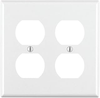Leviton 2-Gang Duplex Device Receptacle Wallplate, Standard Size, Thermoset, Device Mount, 88016, White