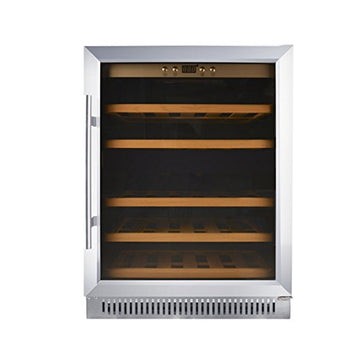 45261 Single Zone Wine Cooler - 51 Bottles Capacity by Omcan – Glass, black / stainless steel