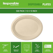 Responsible Products 12 x 10 inch (500 Count) / Natural Brown / Casual Plates