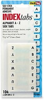 Redi-Tag Permanent Alphabetical Tab Indexes - 104 x Tab - PrintedA-Z - 104 / ...