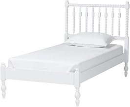 Baxton Studio Callison Spindle Platform Bed Turned Bed Frame White Twin