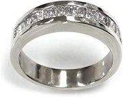 Solid 14k White Gold 1 ctw Natural Princess Cut Diamond Channel Set Stackable Wedding Band Ring for Women or Men 4.5 mm - Handmade in USA - April Birthstone