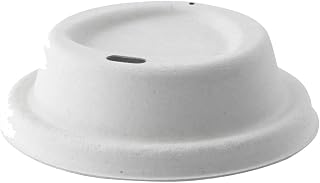 PacknWood 210LPU80DW 3.14 in. White Sugarcane Fiber Coffee Cup Lid with Hole - 1000 Piece