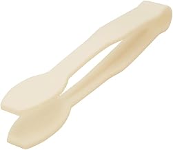Thunder Group 6" flat grip tong, polycarbonate, white color, comes in each