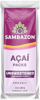 Sambazon Organic Açaí Packs, Unsweetened, Frozen Açaí Berry Puree, 3.5 oz, 10 Count