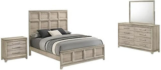 Grey-Beige Wood Bedroom Set with King Panel Bed