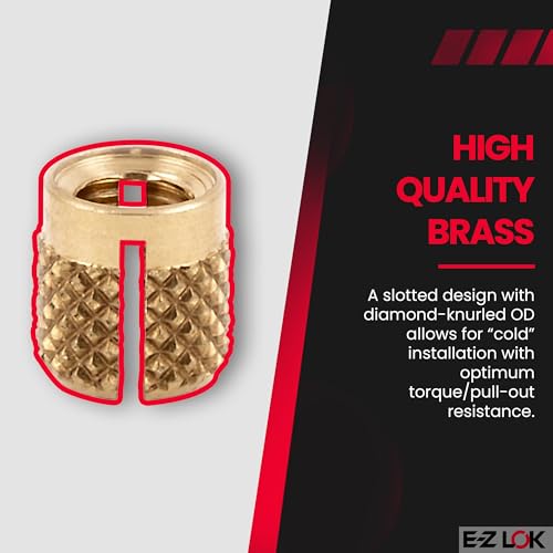 E-Z LOK 8-32 Pack of 100 / 8-32 / Brass Press-In Inserts