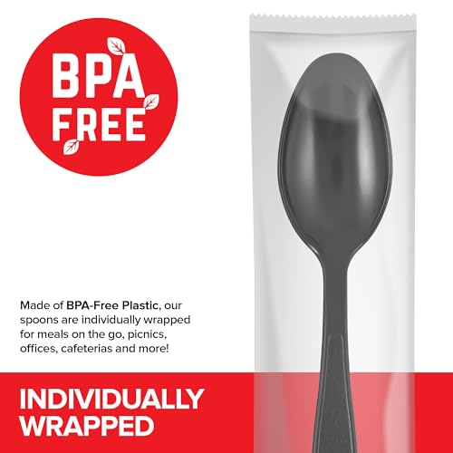 Stock Your Home Spoons / 10 Pack Pack of 25 / Black Spoons