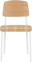 Furnifact Wooden Dining Side Chair with Slatted Backrest, Kitchen and Dining Room Chair for Table and Chairs, Natural White