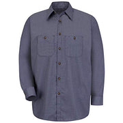 Red Kap Large Tall / Blue/Charcoal / Micro-check Uniform Shirt, Regular Fit, Long Sleeve Tops