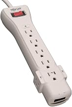 TRIPP LITE 7 Outlet Surge Protector Power Strip, 6ft Cord, Right-Angle Plug, Fax/Modem Protection, RJ11, 50,000 Insurance (SUPER6TEL)