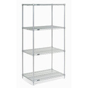 4-Shelf Wire Shelving Unit by Nexel – 18"x24"x74", Alloy Steel, Silver, Model 189224