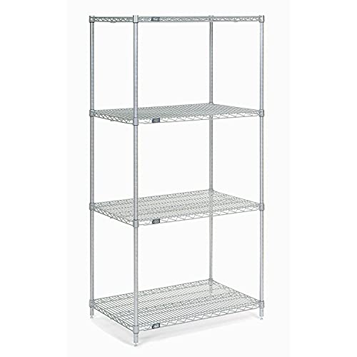 4-Shelf Wire Shelving Unit by Nexel – 18"x24"x74", Alloy Steel, Silver, Model 189224