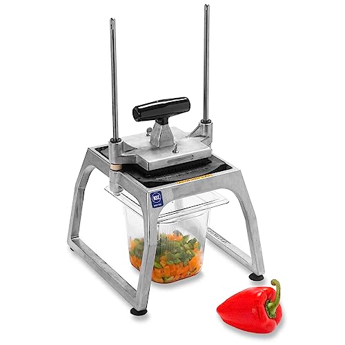 1/4" Dice Cut Fruit and Vegetable Dicer | InstaCut 5.1 Tabletop Manual Food Processor for Cafeteria | 10-1/4"W x 11-1/4"D x 7-1/4"H by Vollrath – Aluminum, Silver, Model 55457