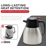 Winco 40.6 Ounces / Stainless Steel, Black / Modern Carafes