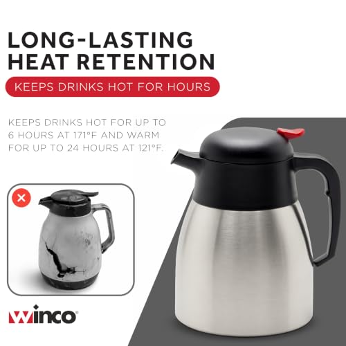 Winco 40.6 Ounces / Stainless Steel, Black / Modern Carafes