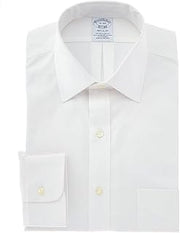 Brooks Brothers Men's Non-Iron Stretch Pinpoint Solid Ainsley Spread Collar Dress Shirt