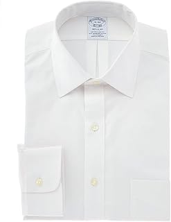 Brooks Brothers Men's Non-Iron Stretch Pinpoint Solid Ainsley Spread Collar Dress Shirt