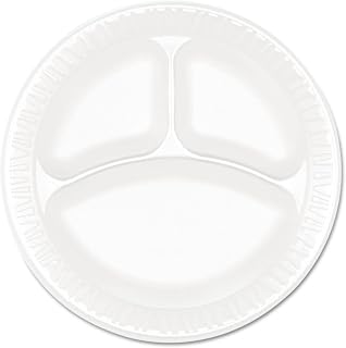 DART Concorde Foam Plate, 3-Compartment Plate, 9" dia, White, 125/Pack, 4 Packs/Carton