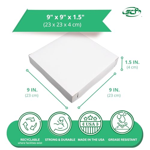 SOUTHERN CHAMPION TRAY 9" Length x 9" Width x 1-1/2" Height / White / 1 Bakery Take Out Containers